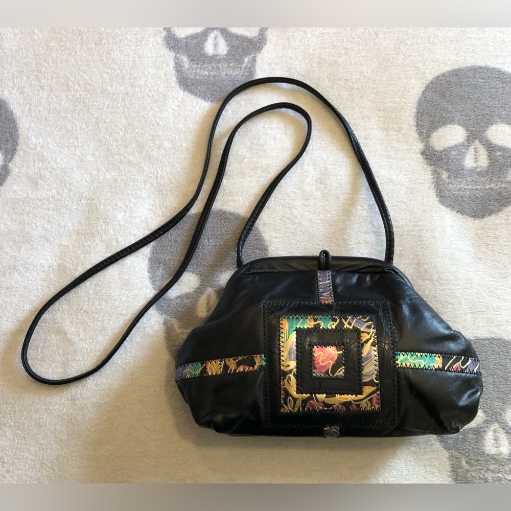⛔️SOLD⛔️ Vintage Retro Multicolor Shimmer Color Block 80s 90s Crossbody Purse